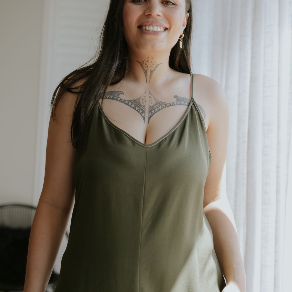 Lydia Women's Viscose Blend Slip Dress - Bonsai Green