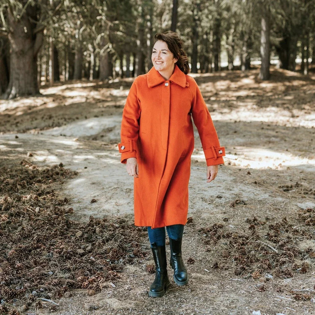 Maddie Women's Wool Coat - Pumpkin - Moke Apparel