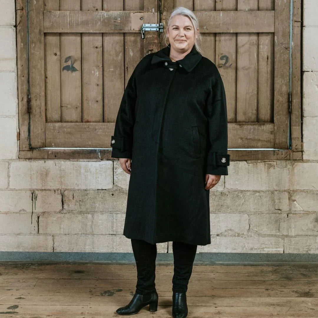 Maddie Women's Wool Coat - Black - Moke Apparel