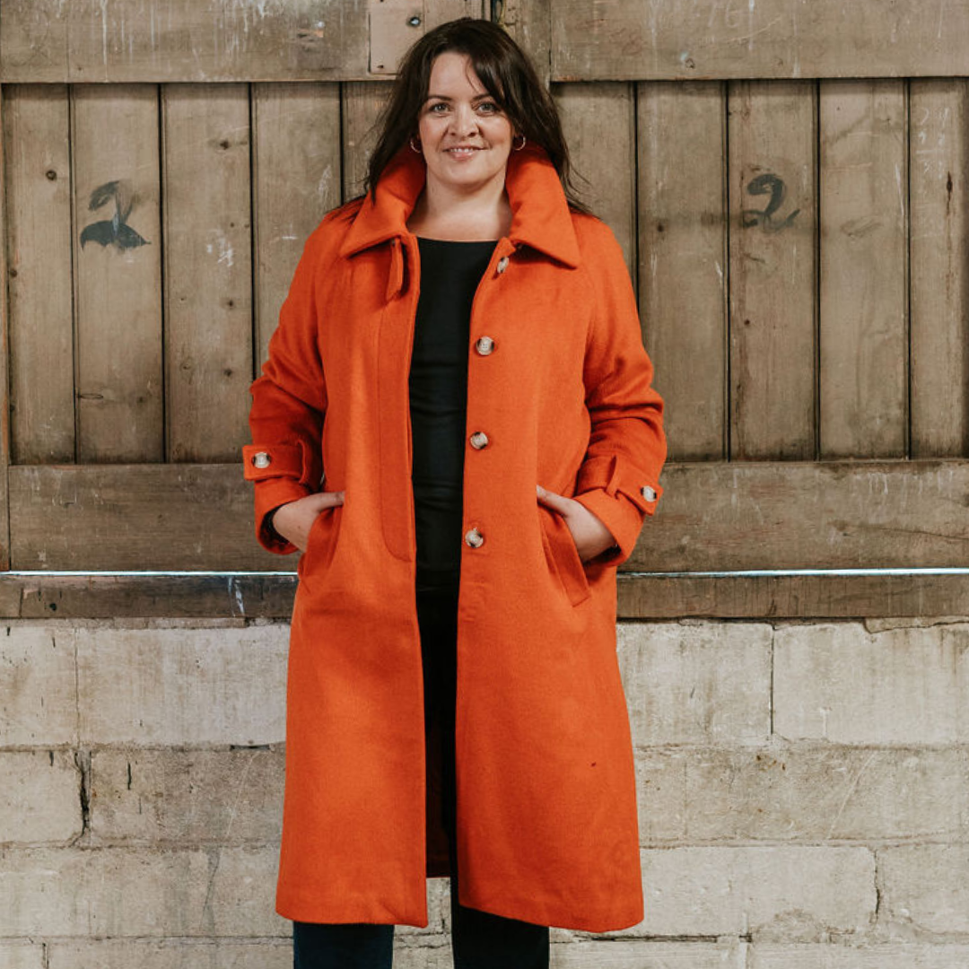 Maddie Women's Wool Coat - Pumpkin - Moke Apparel