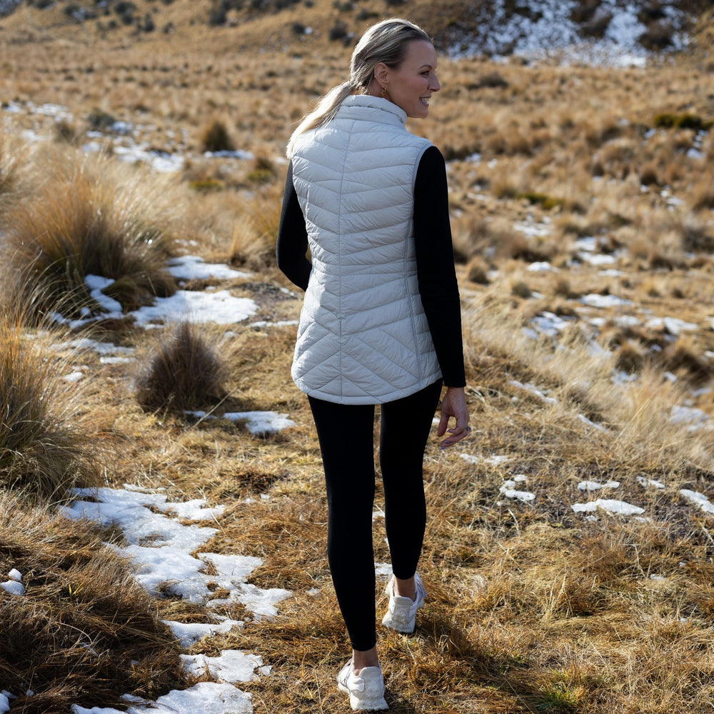 Back view of Mary-Claire vest showing longer coverage
