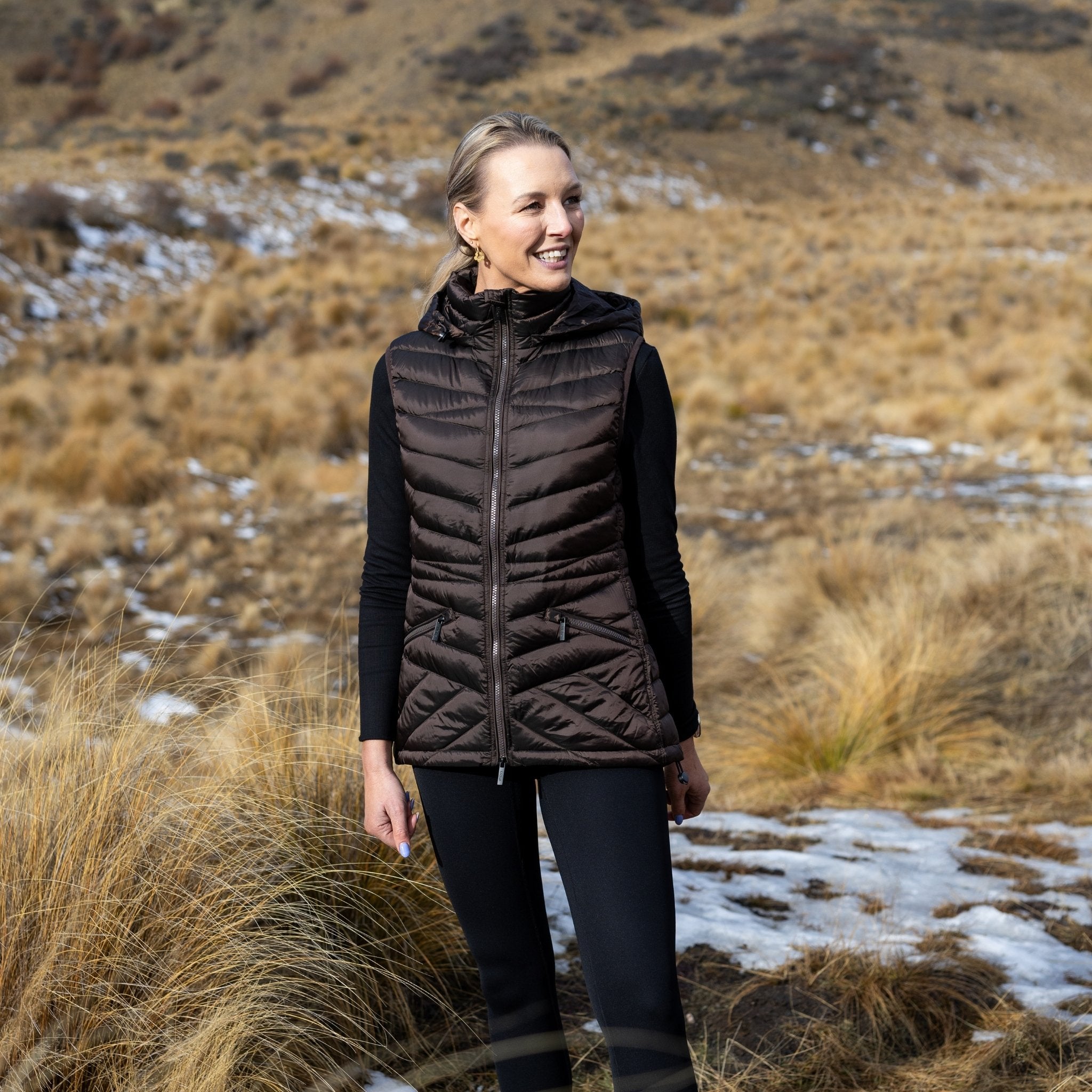 Women's Lightweight Brown Puffer Down Vest | Warm Everyday Layer