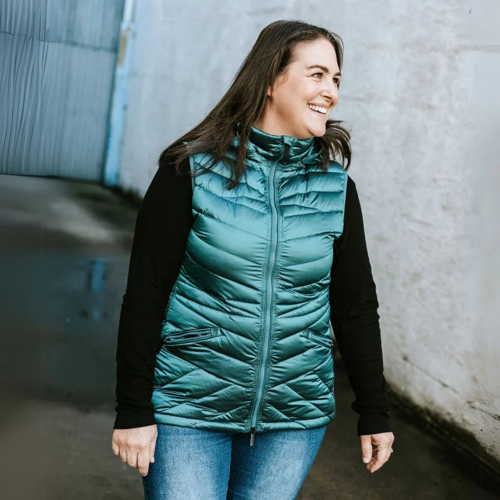 Mary-Claire Packable Down Vest | Empire Teal | Blue Green - Moke