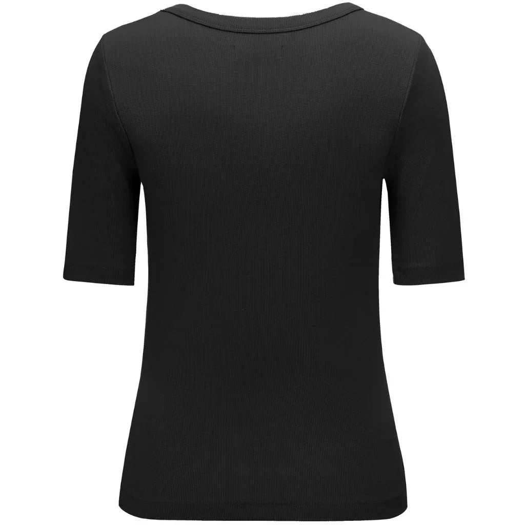 Mezz Women's Cotton Rib Knit T-Shirt | Black