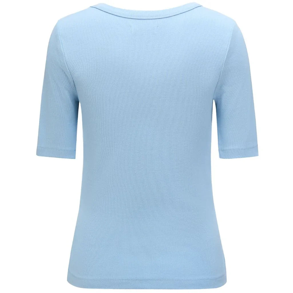 Mezz Women&#39;s Cotton Rib Knit T-Shirt | Ice Blue