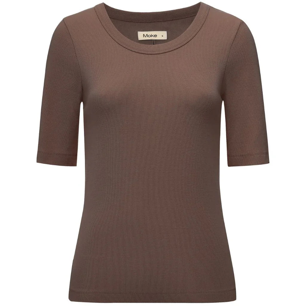 Mezz Women&#39;s Cotton Rib Knit T-Shirt | Cocoa