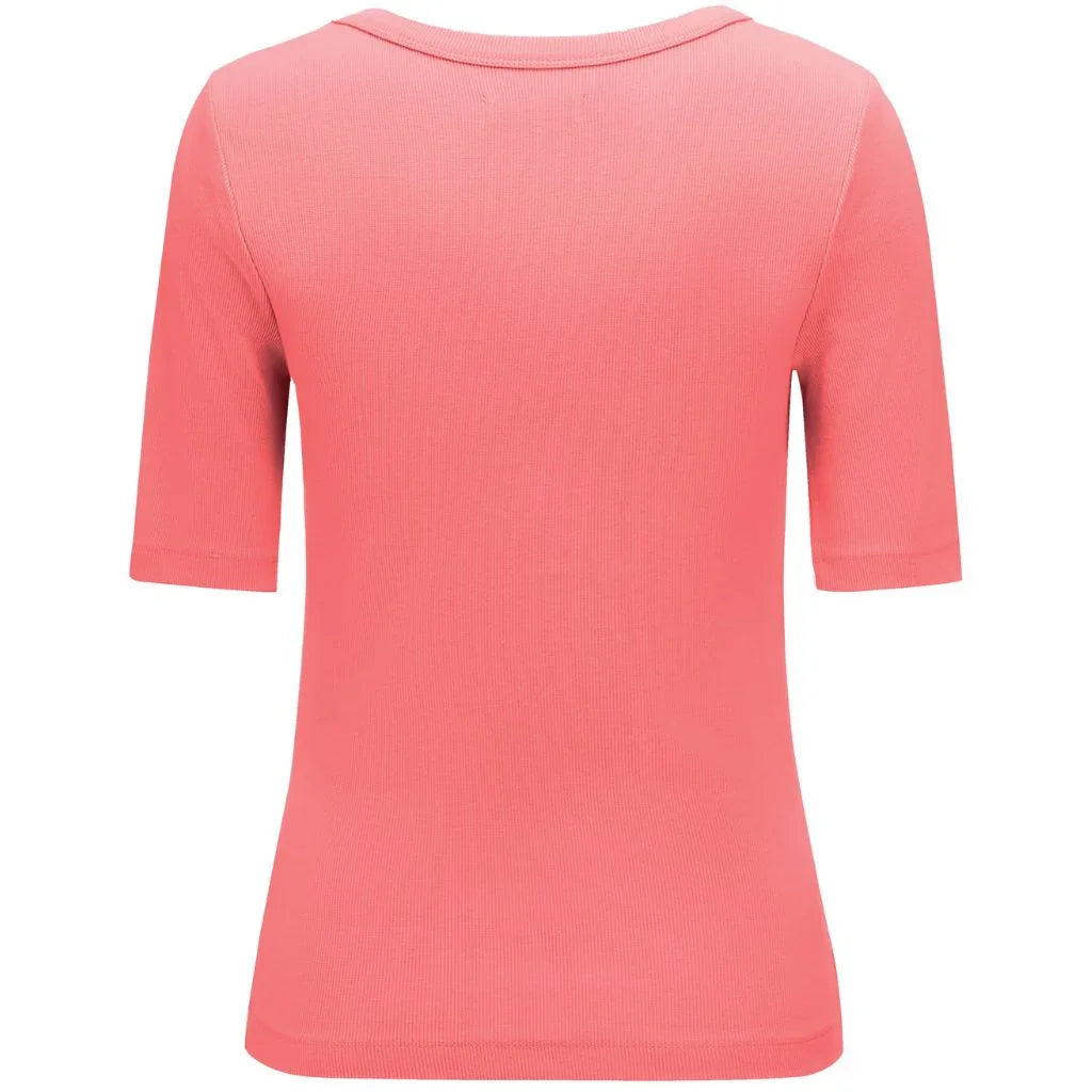 Mezz Women&#39;s Cotton Rib Knit T-Shirt | Sunset Coral
