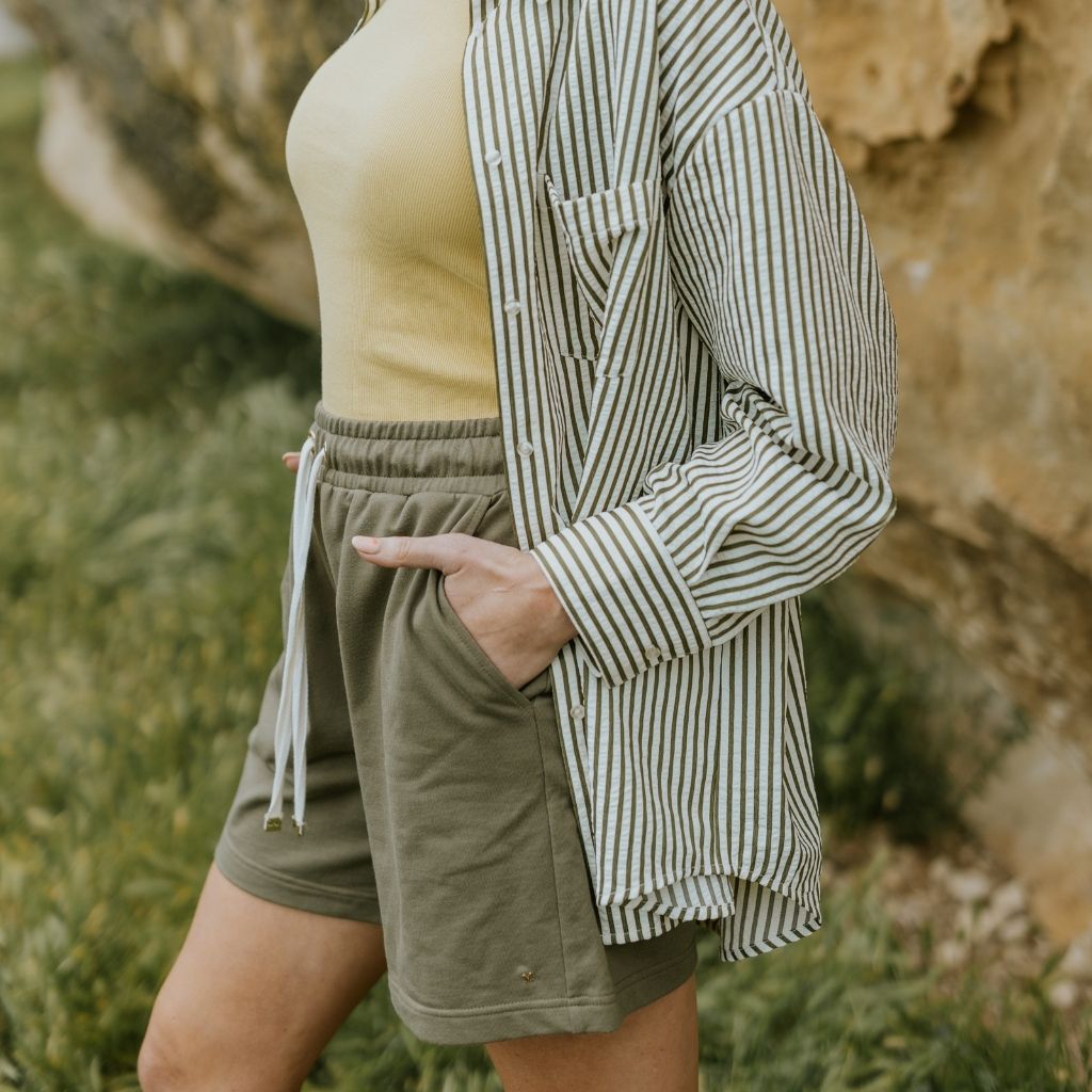 Pippa Women&#39;s Terry Cotton Shorts | Bonsai Green
