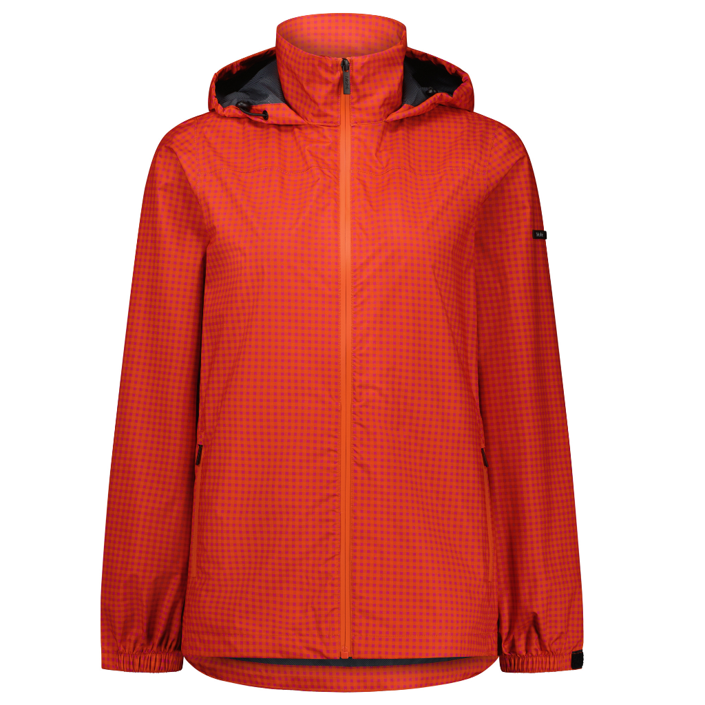 Alex Women's Waterproof Rain Jacket - Blood Orange / Fuchsia Check