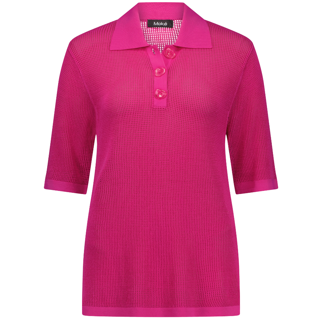 Cedar Women&#39;s Button Up Tee - Fuchsia