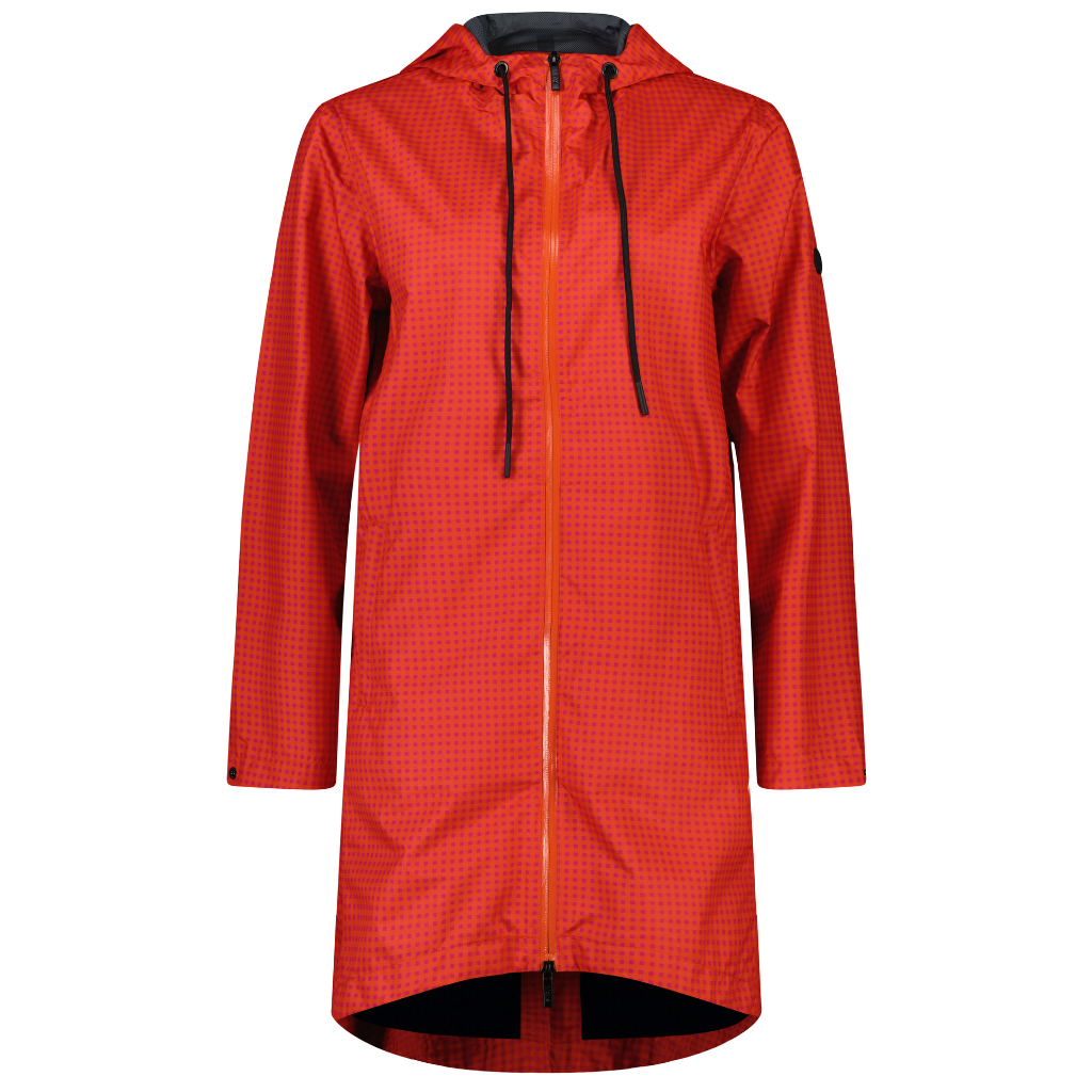Georgie Women&#39;s Waterproof Rain Coat - Blood Orange / Fuchsia Check
