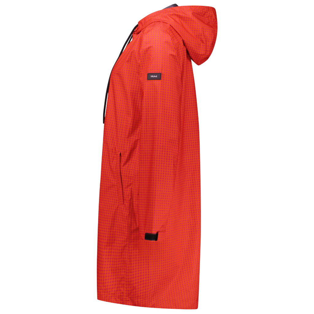 Georgie Women&#39;s Waterproof Rain Coat - Blood Orange / Fuchsia Check