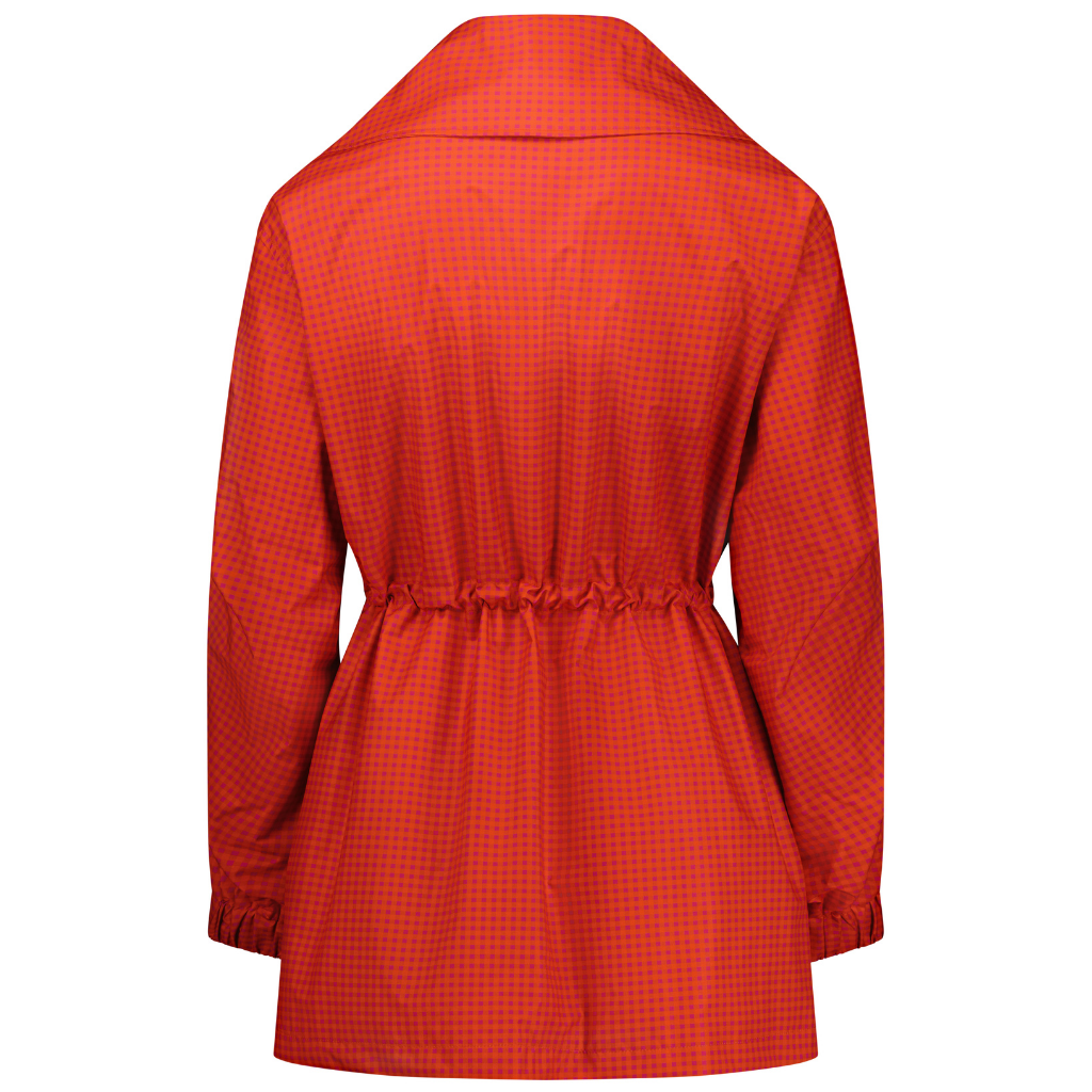 Marlow Women&#39;s Waterproof Rain Jacket - Blood Orange / Fuchsia Check