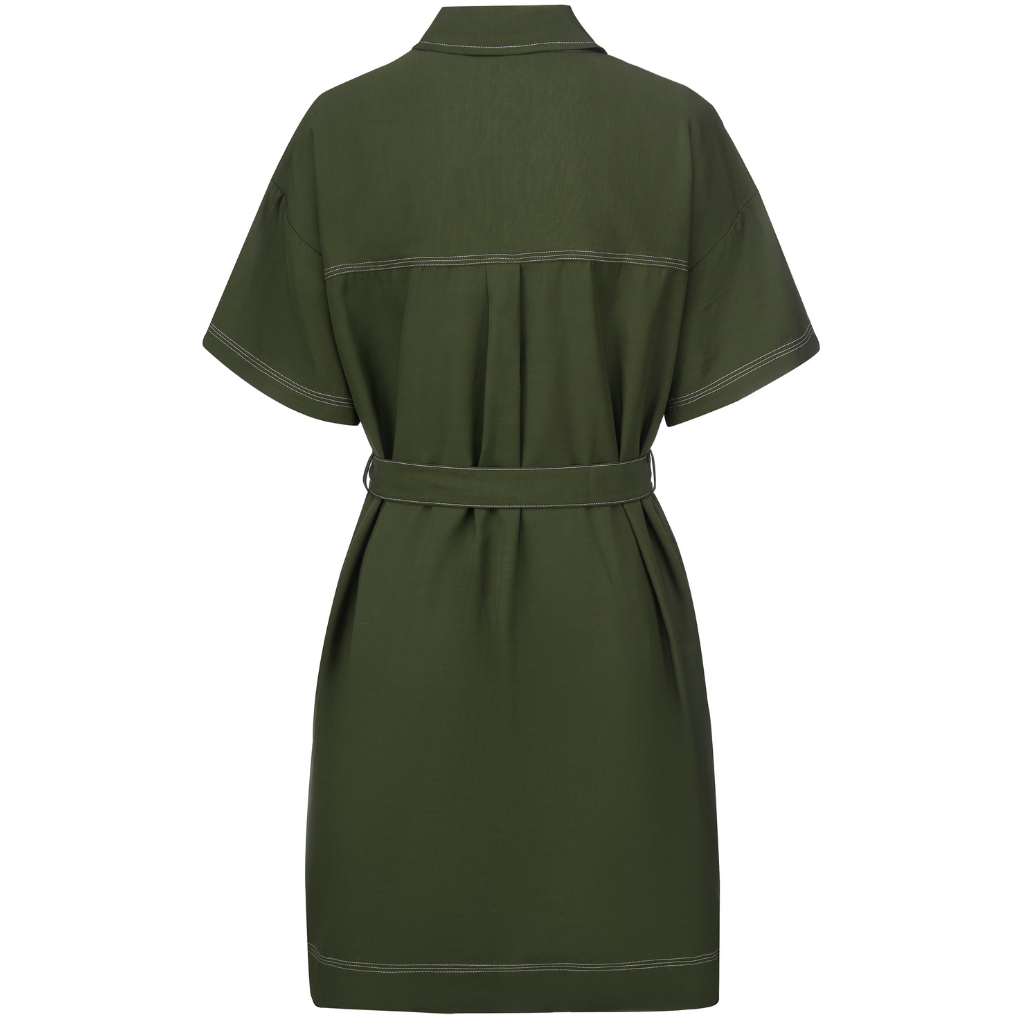 Cora Women's Viscose Blend Shirt Dress - Bonsai Green