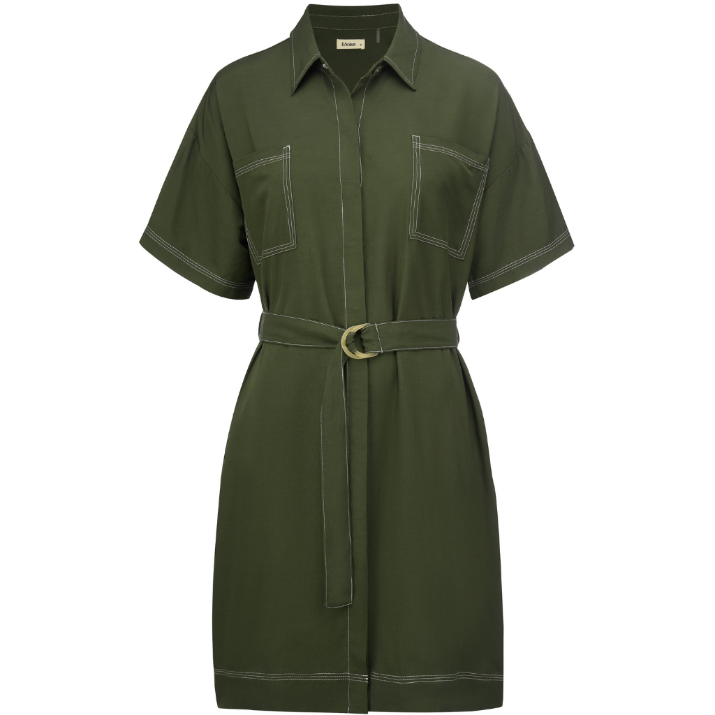 Cora Women's Viscose Blend Shirt Dress - Bonsai Green