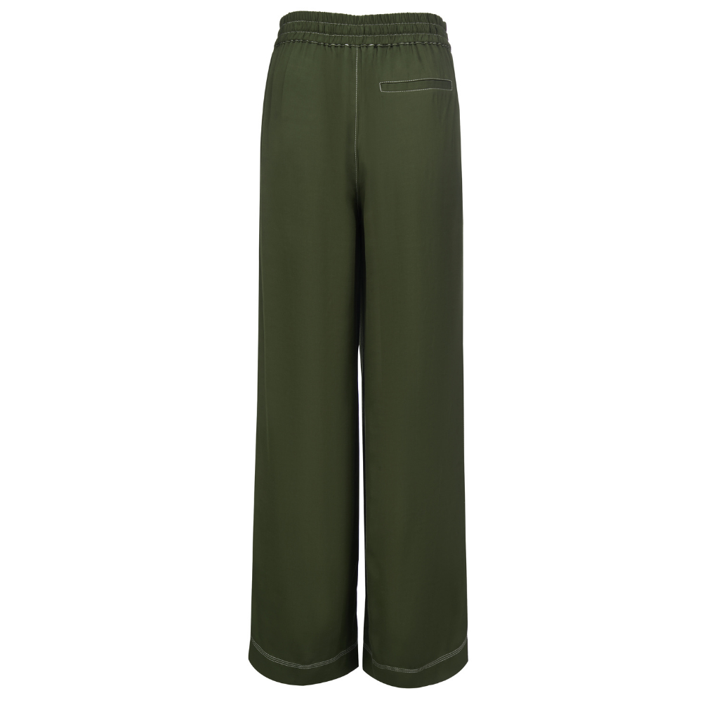 新品　salsation Crotch Pants DARK GREEN Bowie Pants – Wide-Leg Linen Blend Pants | Bonsai Green Olive