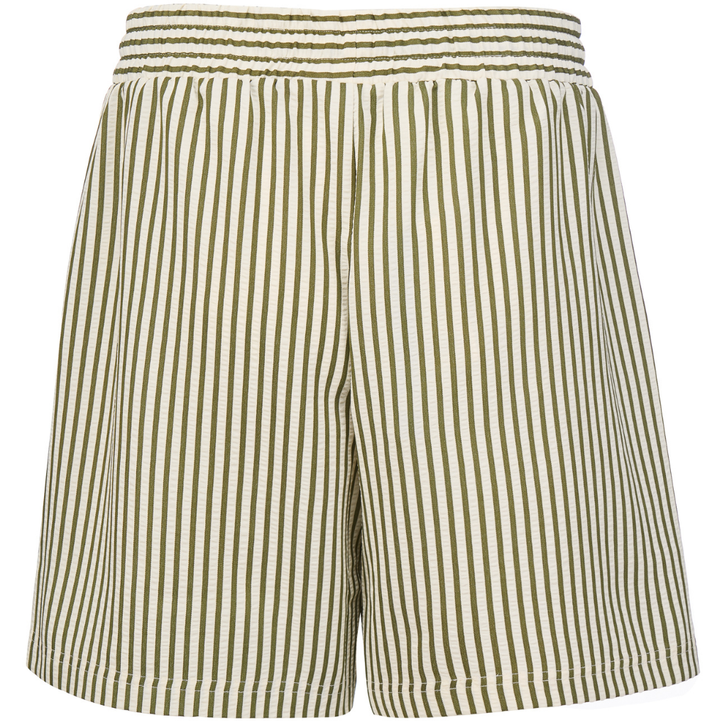Hana Women's Stripe Boxer Shorts | Bonsai Green & White