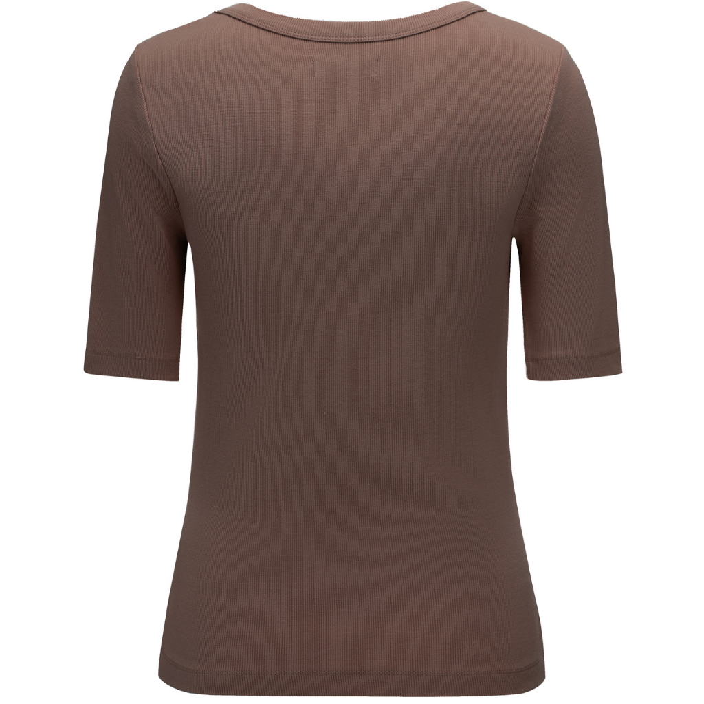 Mezz Women&#39;s Cotton Rib Knit T-Shirt | Cocoa