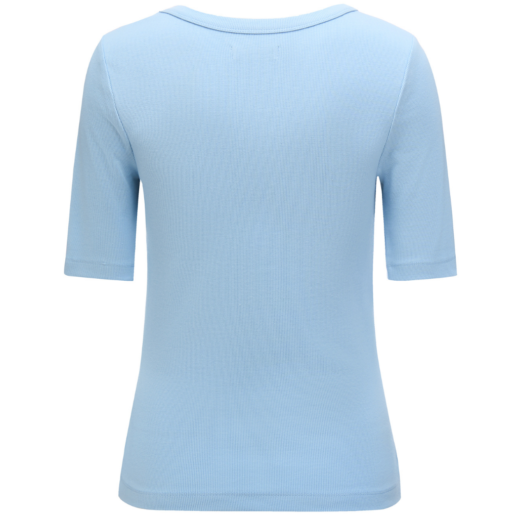 Mezz Women's Cotton Rib Knit T-Shirt | Ice Blue