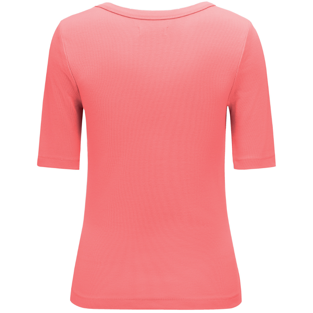 Mezz Women&#39;s Cotton Rib Knit T-Shirt | Sunset Coral