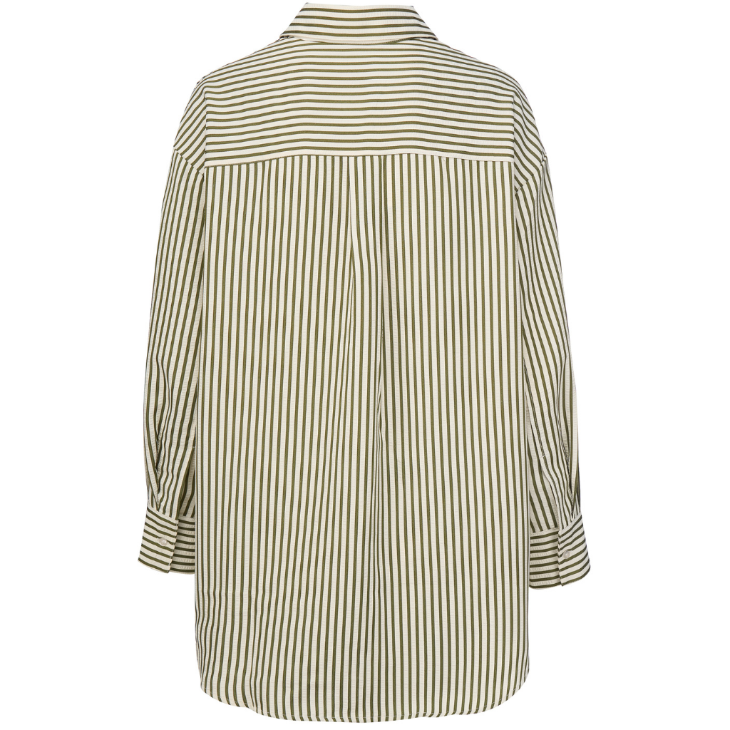 Sassy Women's Long Sleeve Striped Shirt | Bonsai Green & White