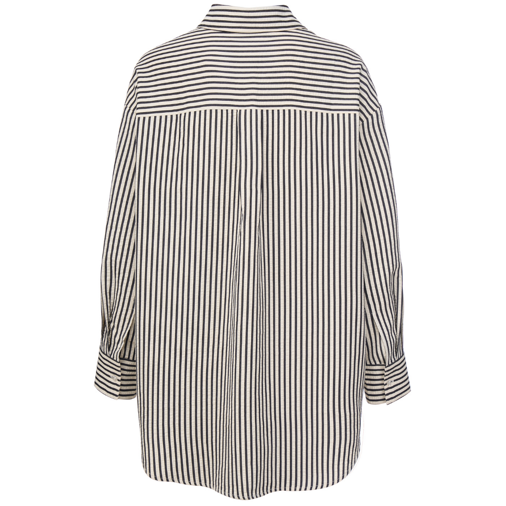 Sassy Women&#39;s Long Sleeve Striped Shirt | Navy Blue &amp; White