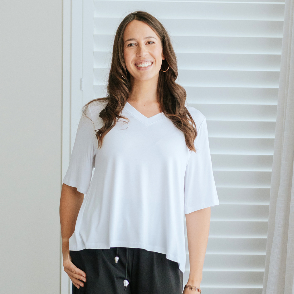 Zoe V-Neck Women's Modal Tee  |  White