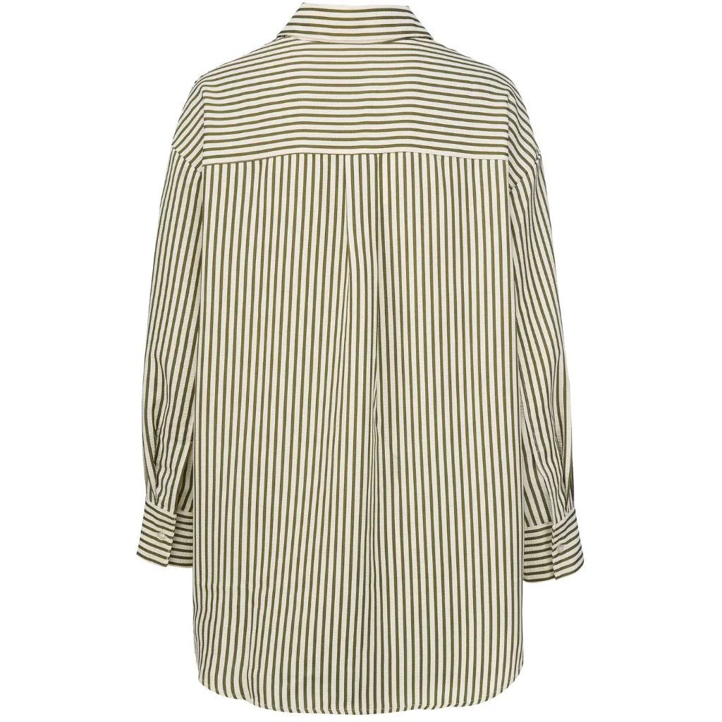 Sassy Women's Long Sleeve Striped Shirt | Bonsai Green & White