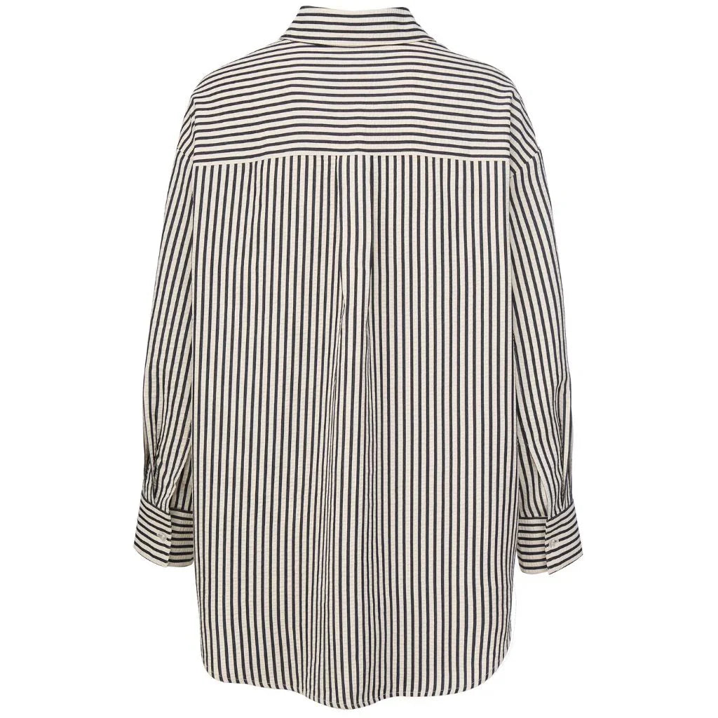 Sassy Women&#39;s Long Sleeve Striped Shirt | Navy Blue &amp; White