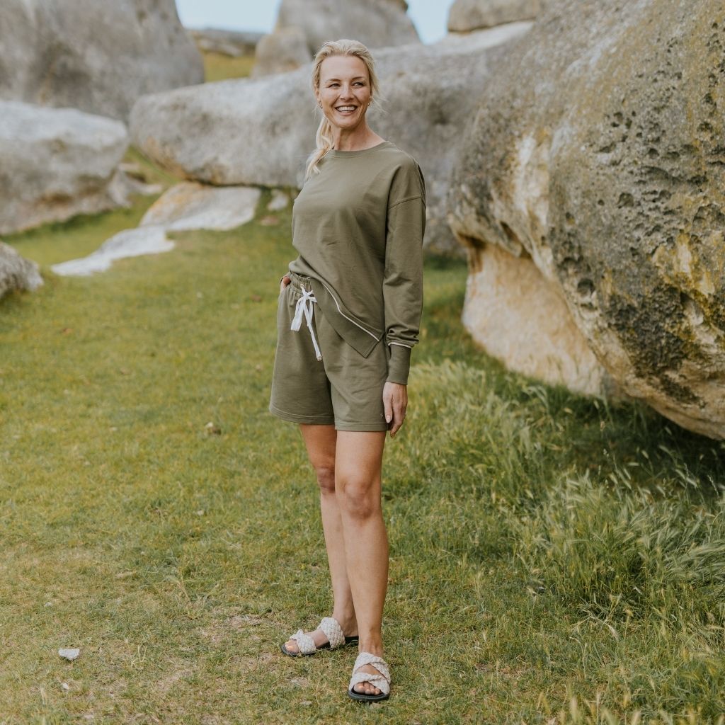 Suzy Women's Terry Cotton Sweatshirt | Bonsai Green