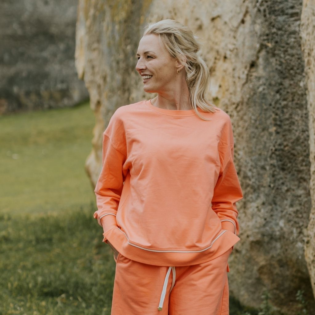 Suzy Women's Terry Cotton Sweatshirt | Sunset Coral