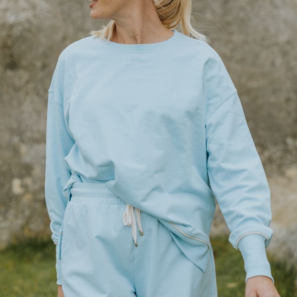 Suzy Women&#39;s Terry Cotton Sweatshirt | Icy Blue