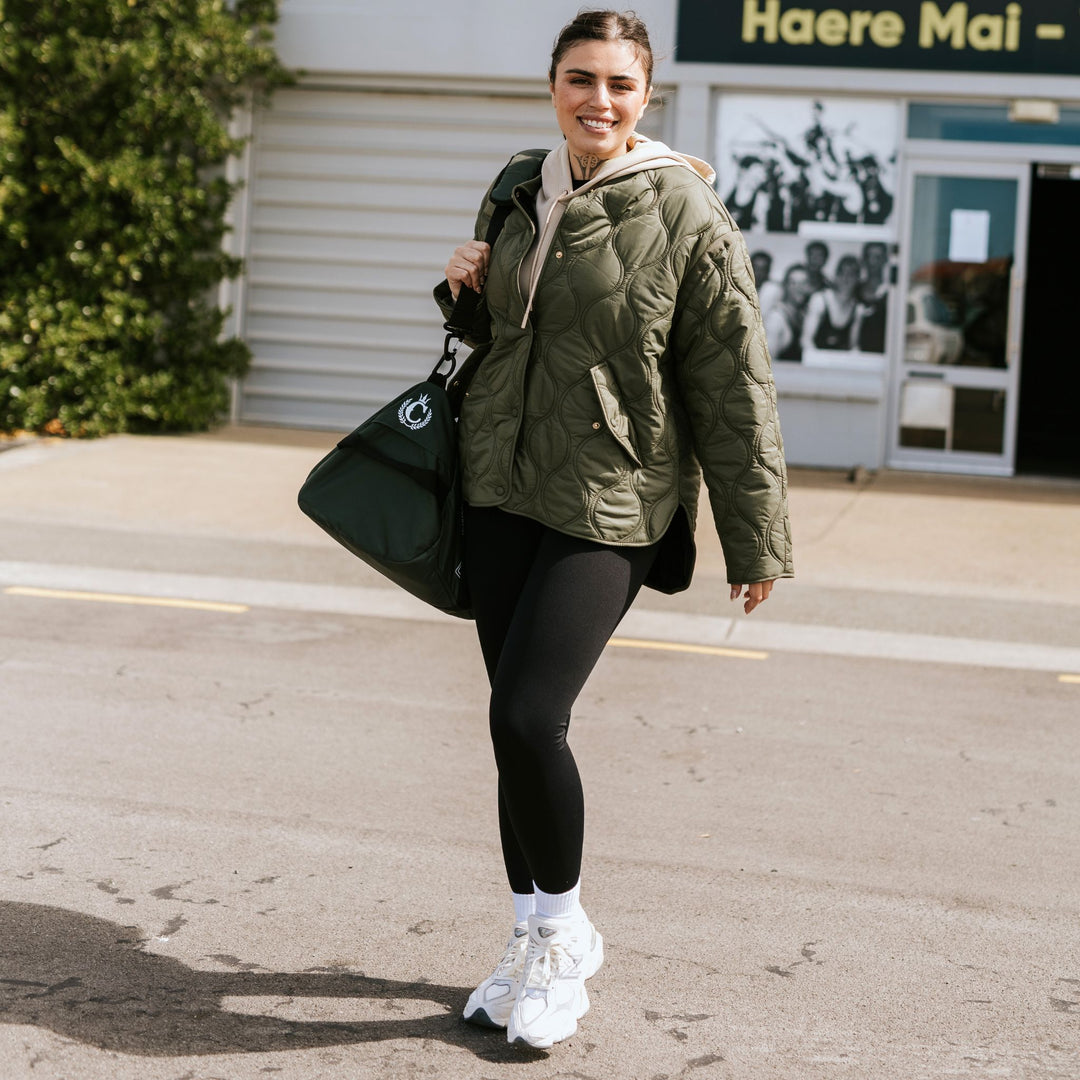 Talei Quilted Bomber Jacket - Olive Green