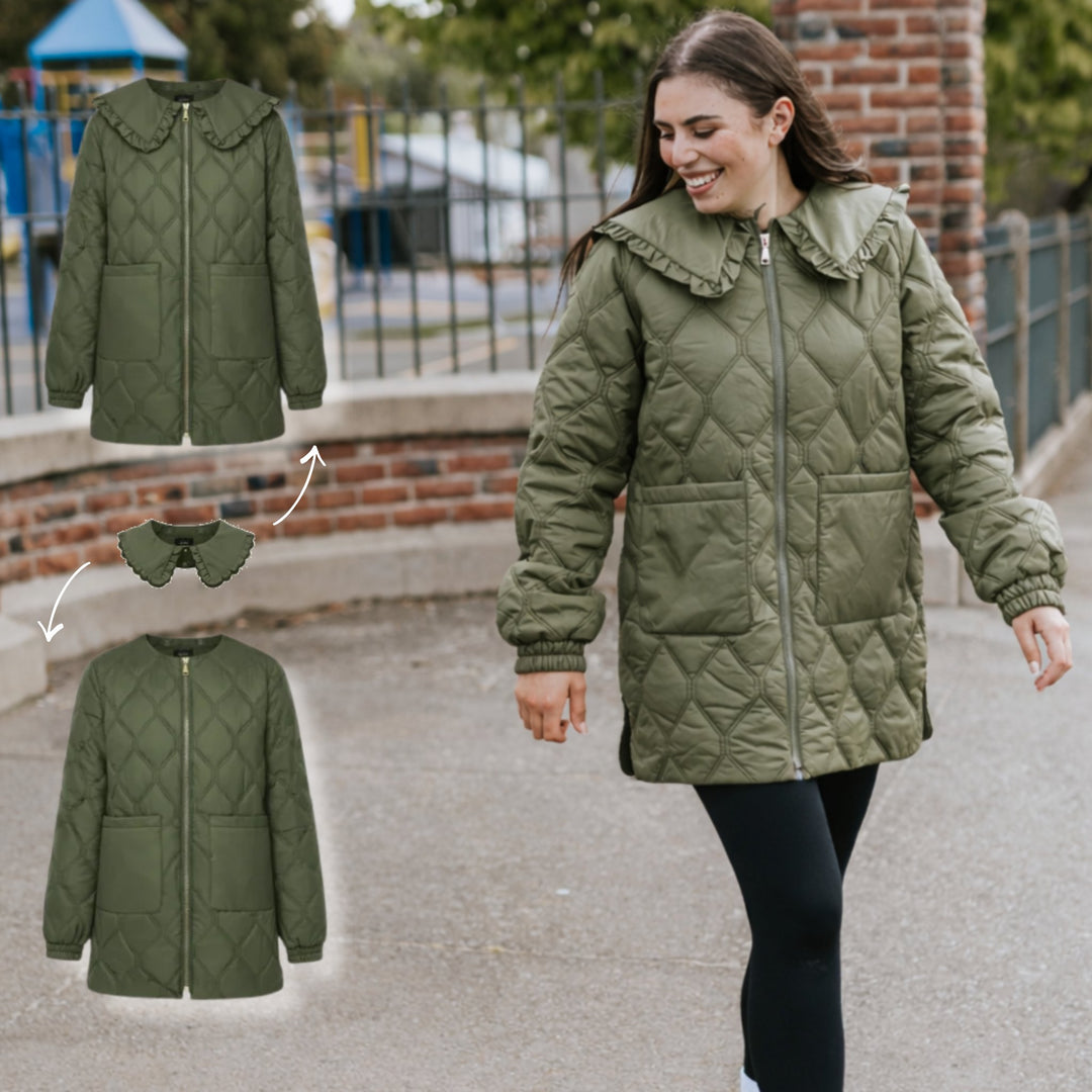 Tess Quilted Coat - Olive Green