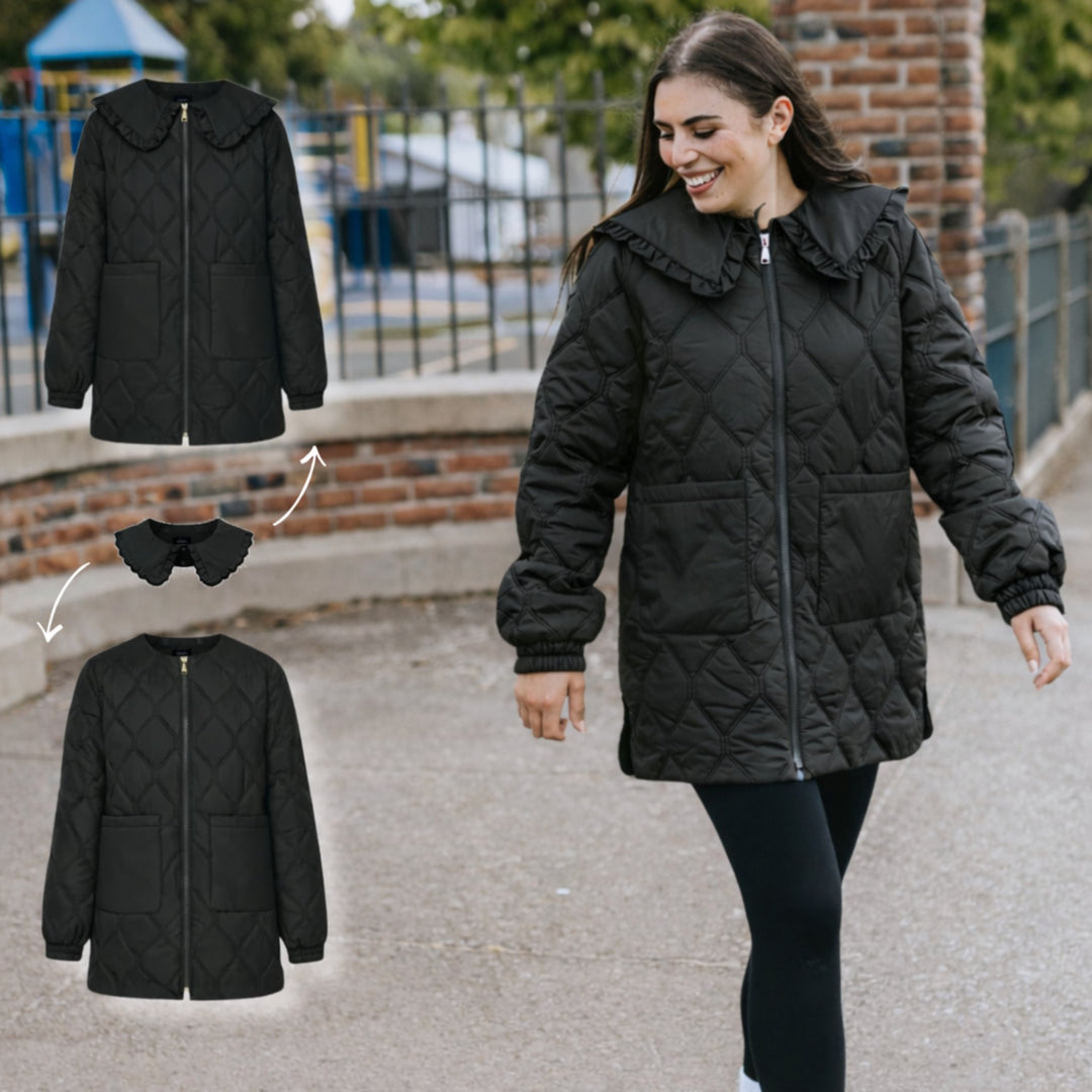 Tess Quilted Coat - Black