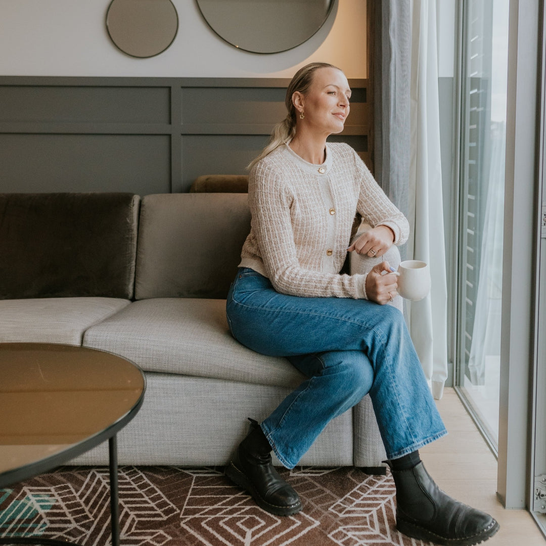 Vivian Cardigan - Blush Check