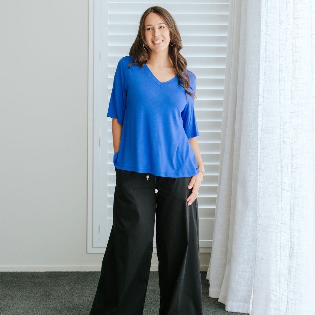 Zoe V-Neck Women's Modal Tee  |  Dazzling Blue