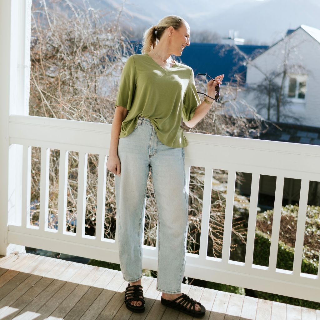 Zoe V-Neck Women's Modal Tee  |  Avocado