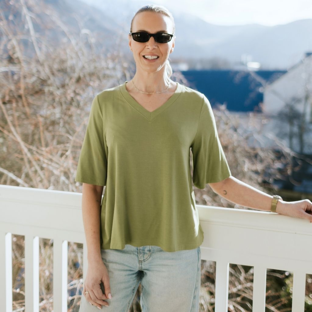 Zoe V-Neck Women's Modal Tee  |  Avocado