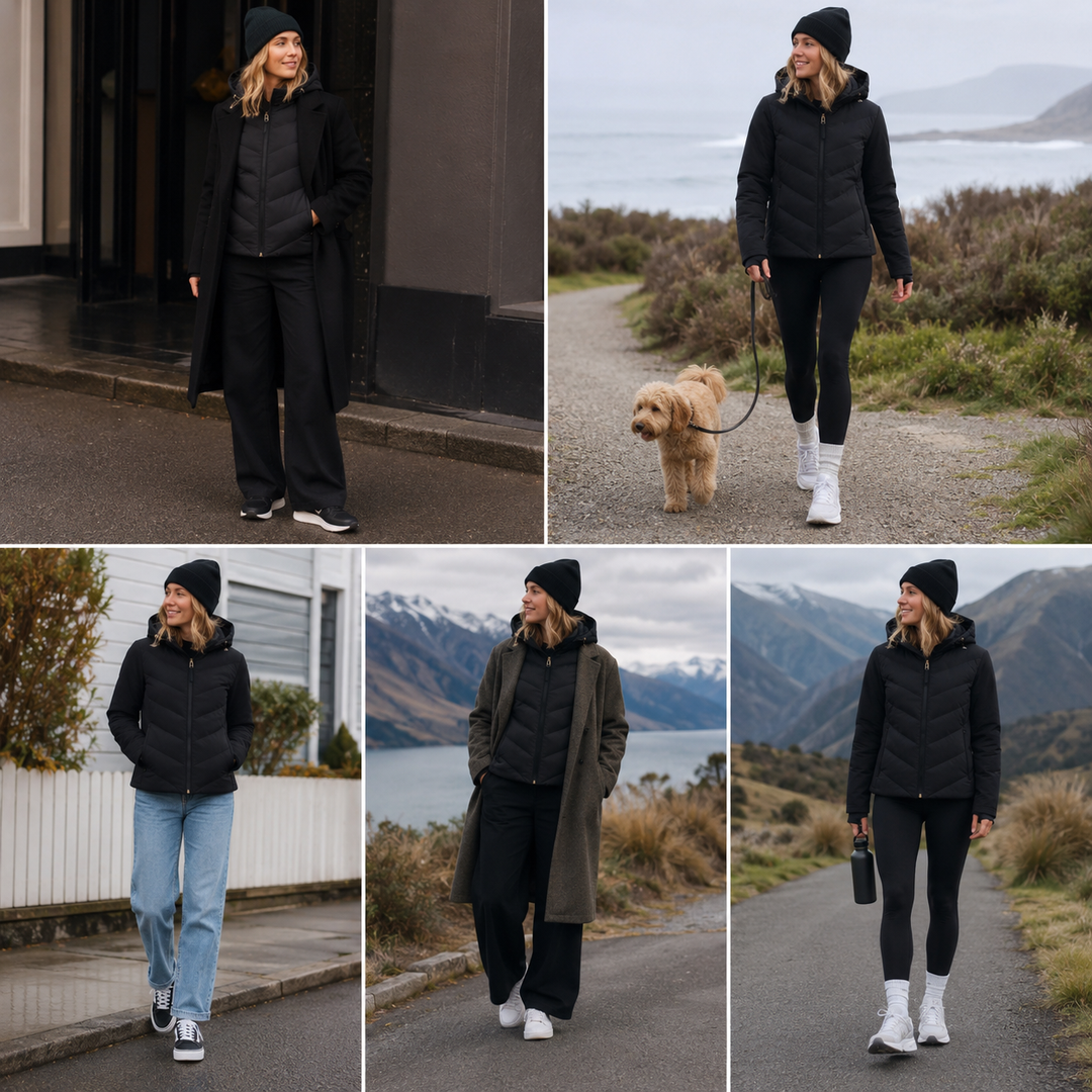 Olive 90/10 Packable Down Puffer Jacket - Black