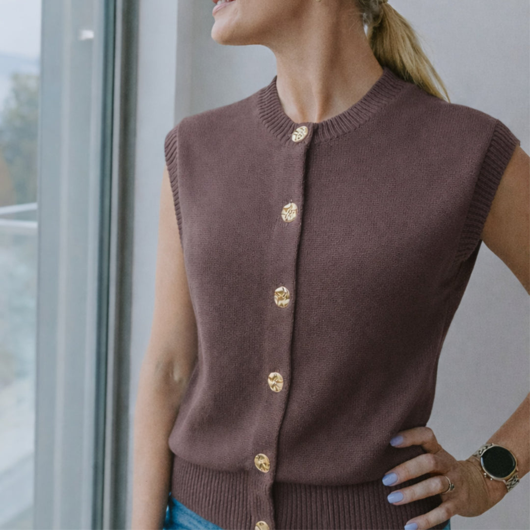 Chloe Knit Vest - Cocoa Powder