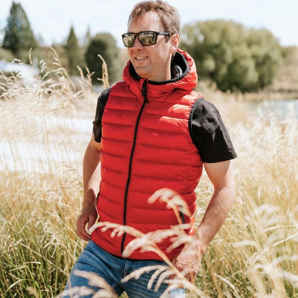 C.J Men's 90/10 Packable Down Vest | Red - Moke Apparel