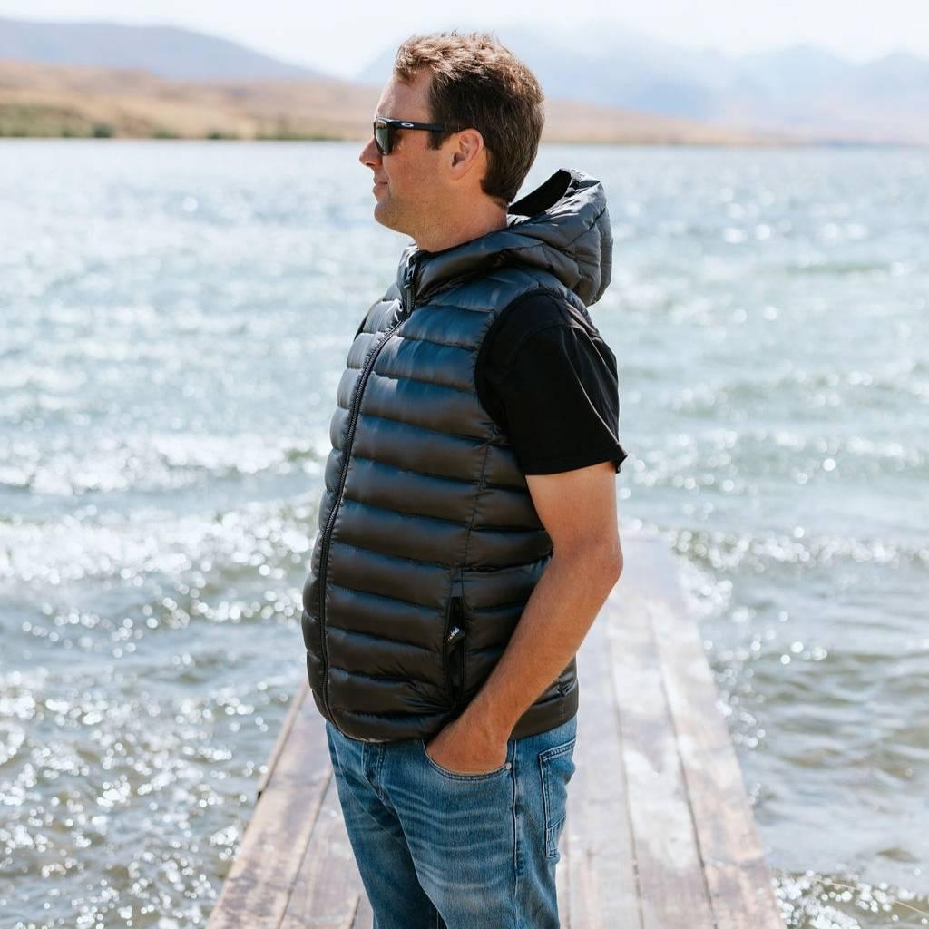 C.J Men's 90/10 Packable Down Vest | Slate | Black - Moke Apparel