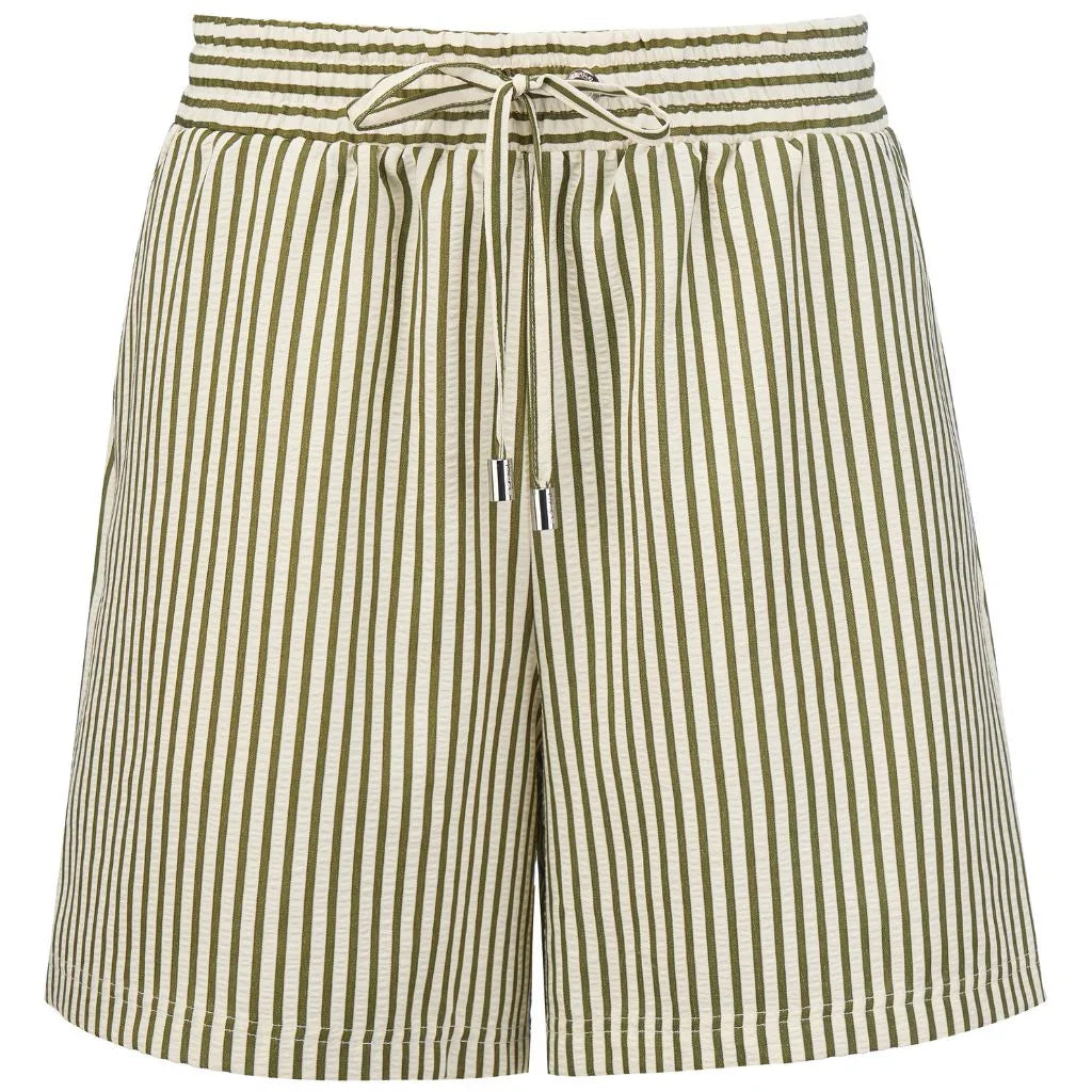 Hana Women's Stripe Boxer Shorts | Bonsai Green & White