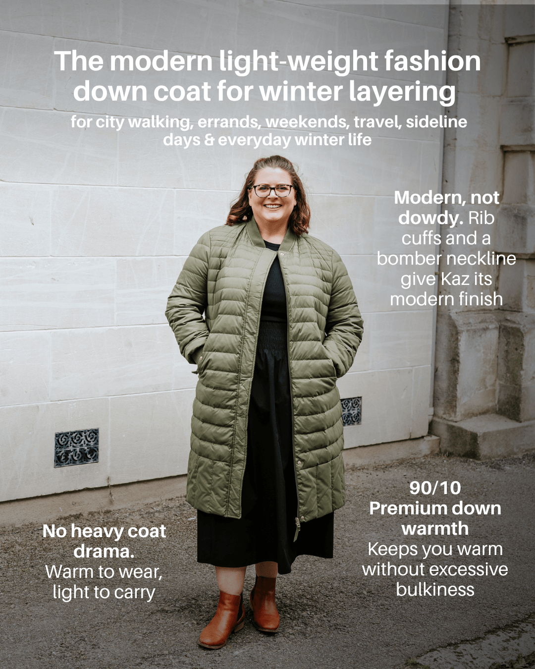 Kaz Puffer Down Coat - Olive Green