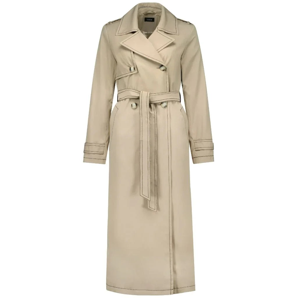 Kim Women's Trench Raincoat | Oyster | Taupe - Moke Apparel