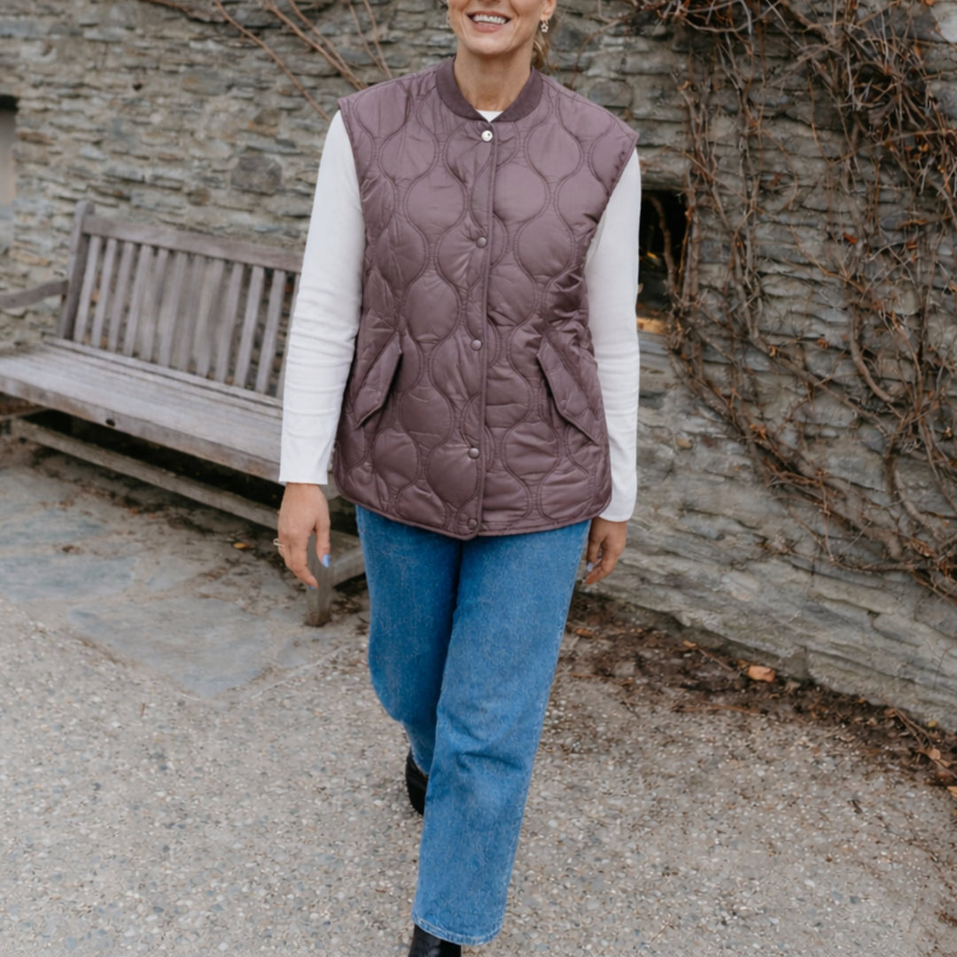 Neve Quilted Vest - Cocoa Powder