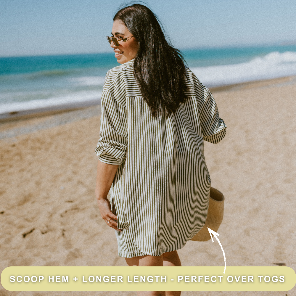 Sassy Women's Long Sleeve Striped Shirt | Bonsai Green & White