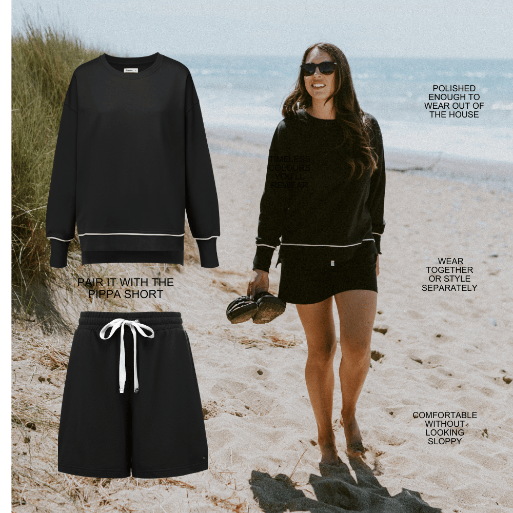 Suzy Sweatshirt | Women's French Terry Crew | Black - Moke Apparel