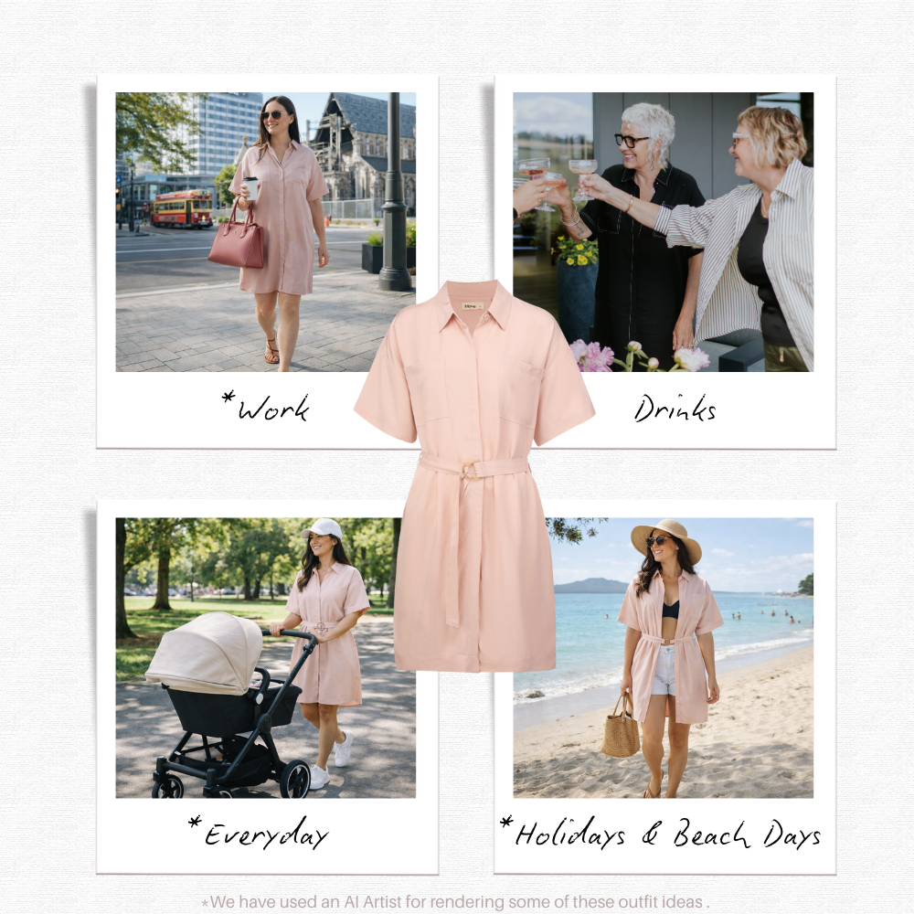 Cora Women's Viscose Blend Shirt Dress - Dusty Rose